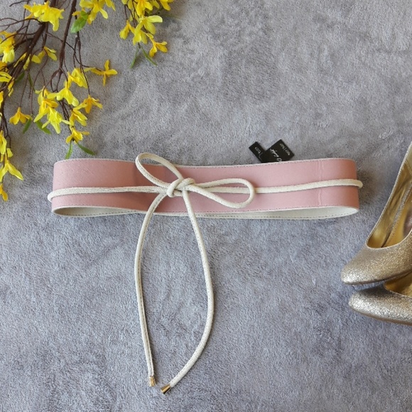 White House Black Market Accessories - WHBM XL Pink Leather Obi Wrap Reversible Belt